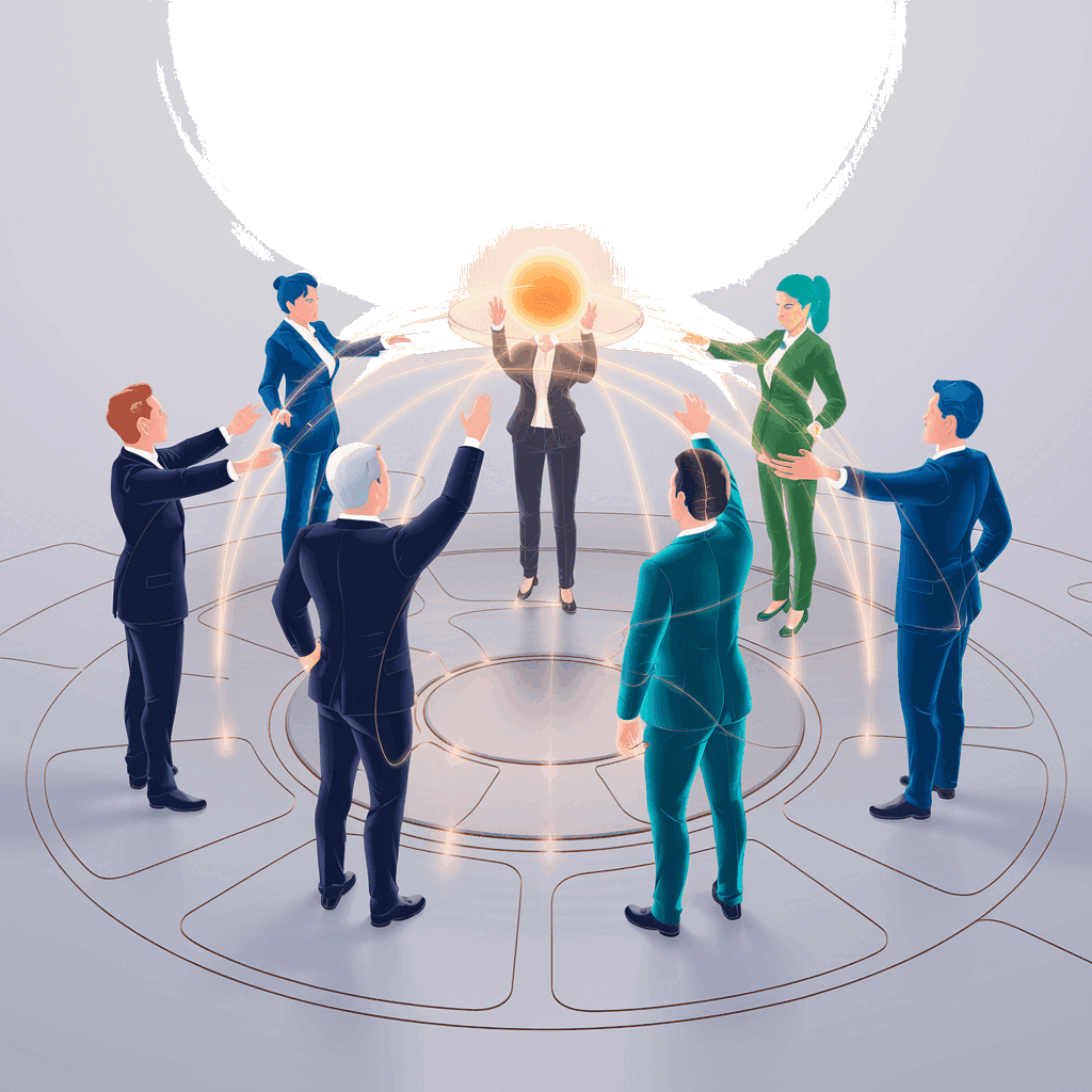 Panel 7 icon: Align all internal & external Stakeholders (AI v4)
