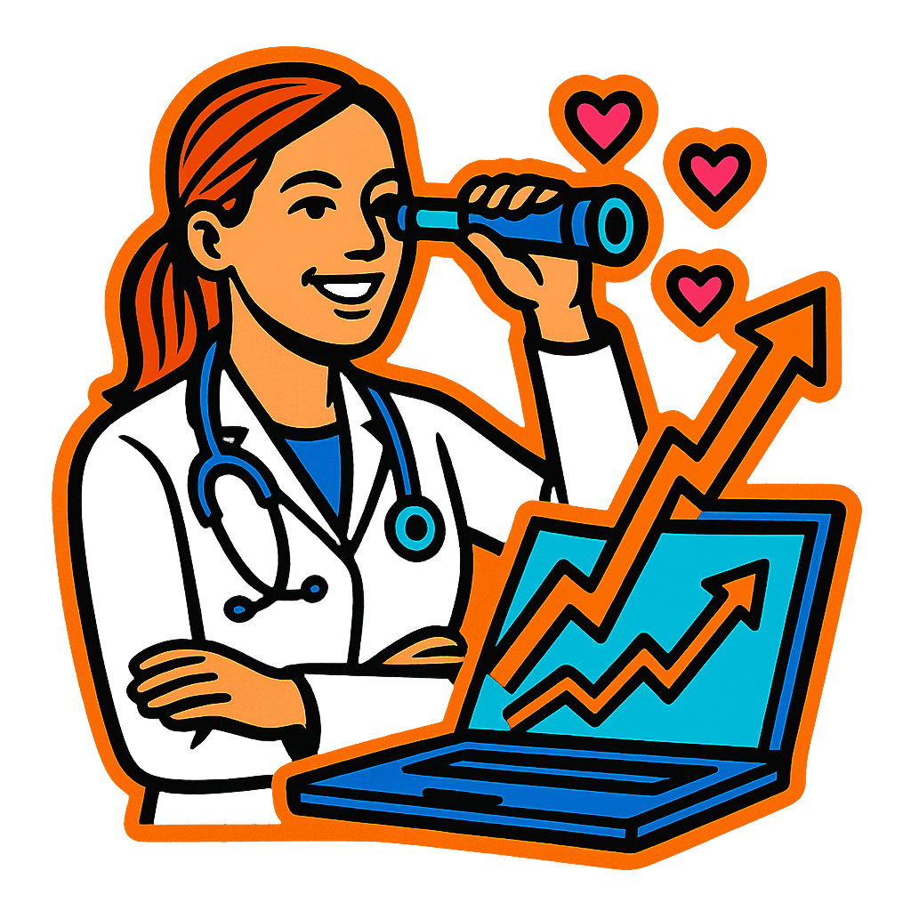 Healthcare clinician reviewing live programme proof data illustration